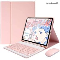 Funda con teclado y mouse para Galaxy Tab S7 o S8 Plus - Rosada