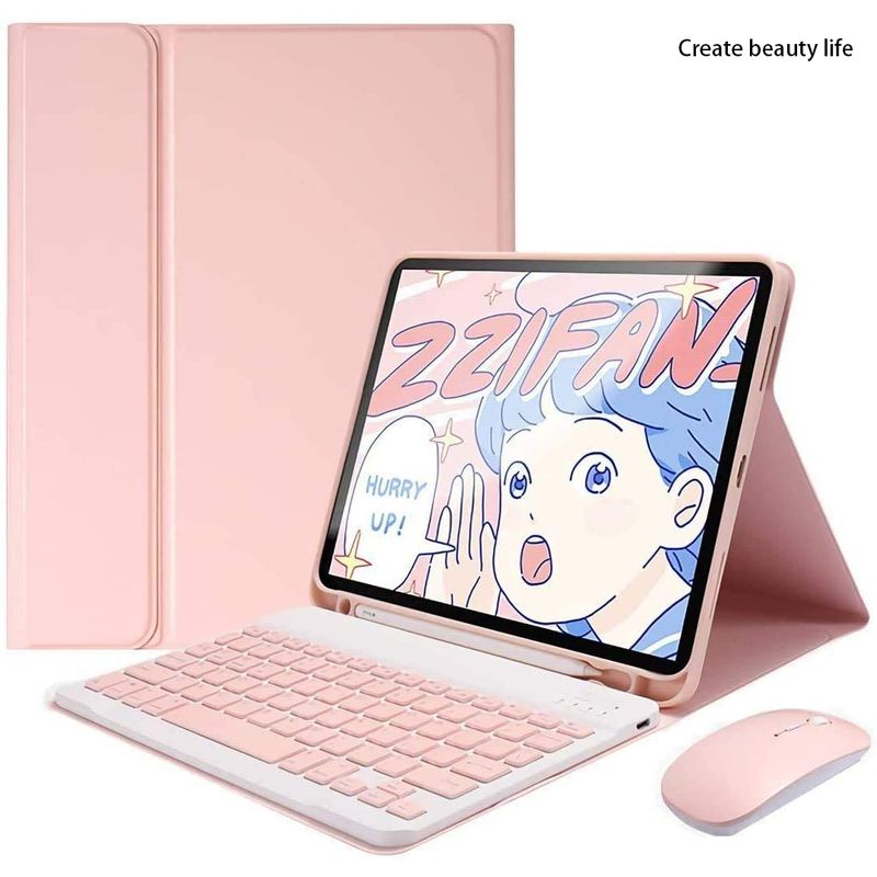 PUREPOWER - Funda con teclado y mouse para Galaxy Tab A8 - Rosado