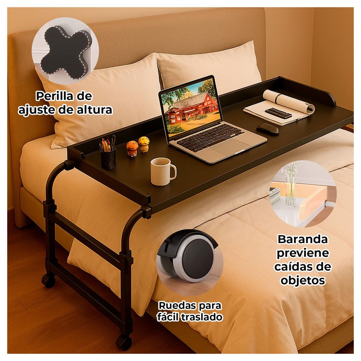 GLOBAL LATIN GROUP - Mesa Portátil Ajustable Ideal para Trabajar y Estudiar - Marron claro