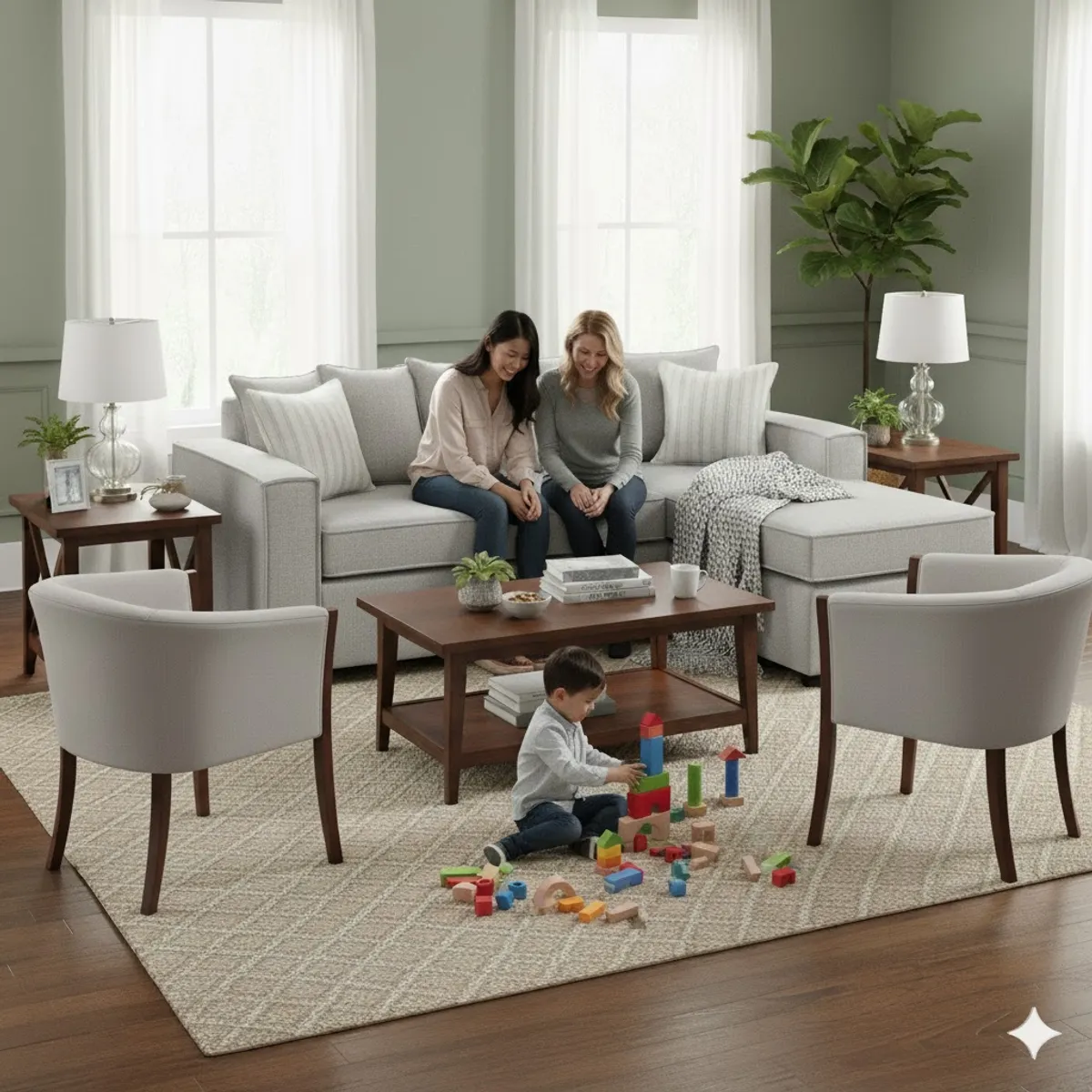 SITIAL HOME - Living 311 Havana Gris Claro Seccional con Resortes + 2 sitiales