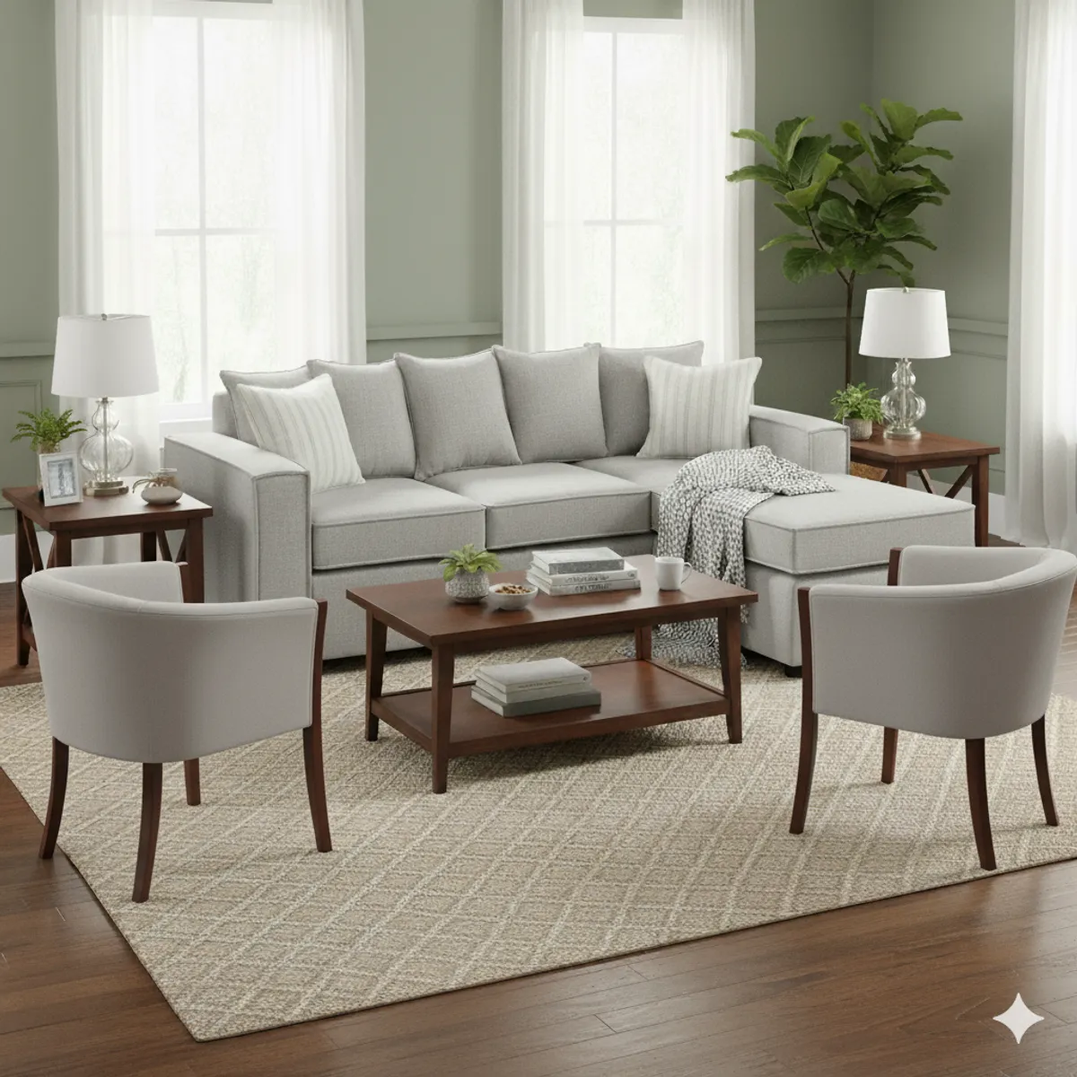 SITIAL HOME - Living 311 Havana Gris Claro Seccional con Resortes + 2 sitiales