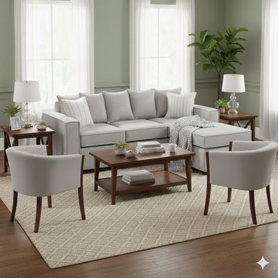 Imagen 2 del producto Living 311 Havana Gris Claro Seccional con Resortes + 2 sitiales