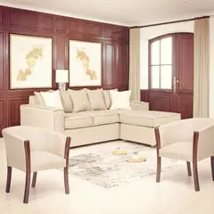 SITIAL HOME - LIVING 311 HAVANNA BEIGE SECCIONAL RESORTES + PAR DE SITIALES