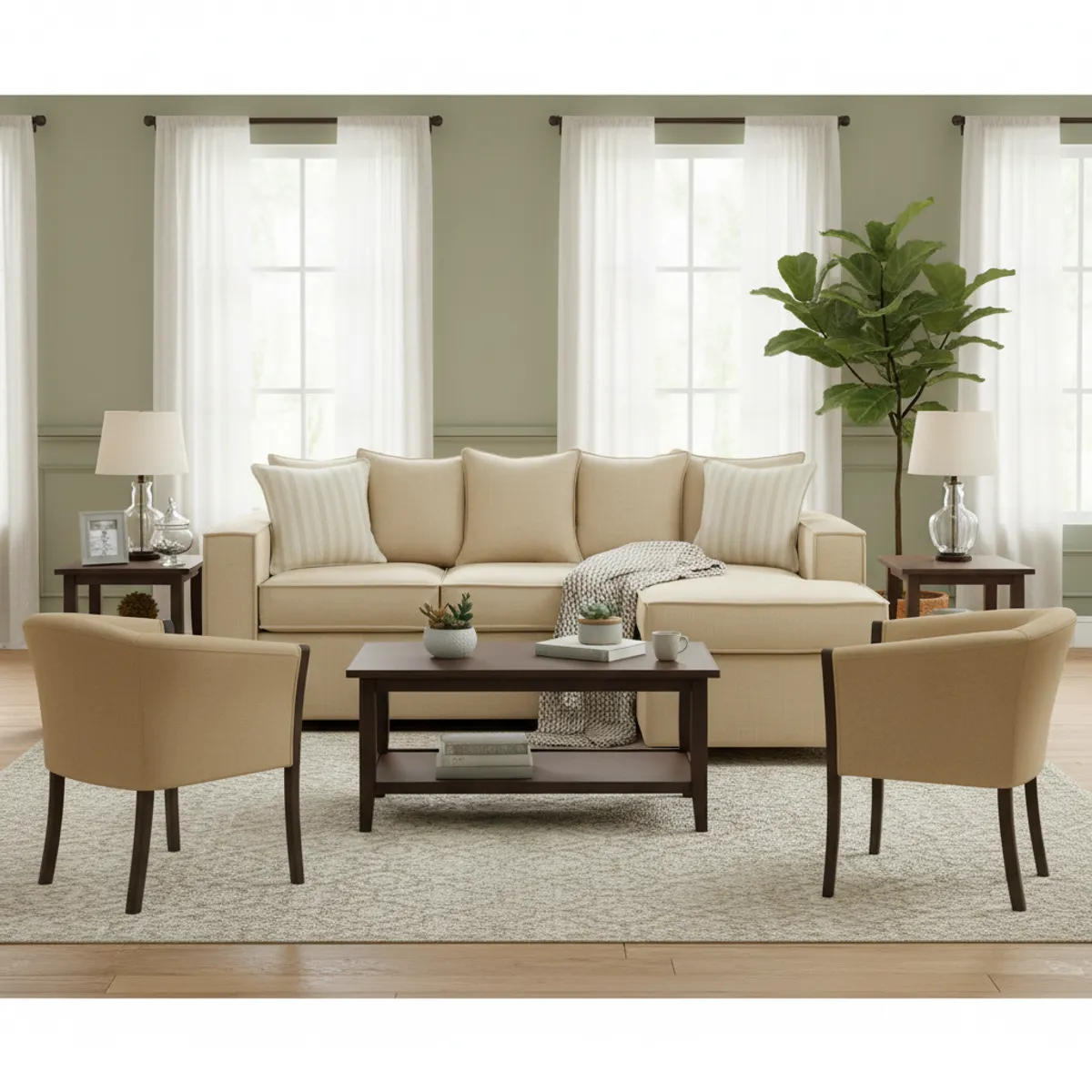 SITIAL HOME - Living 311 Havana Beige claro Seccional resortes  + 2 Sitiales