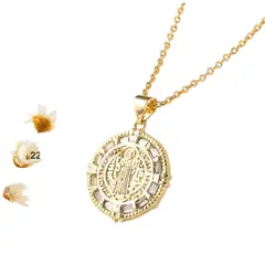 GENERICO - Collar San Benito con piedra  y enchape oro