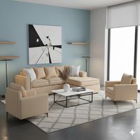 Living 311 Lehmann Beige claro, seccional + 2 poltronas con resortes