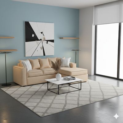 Imagen 2 del producto Living 311 Lehmann Beige claro, seccional + 2 poltronas con resortes