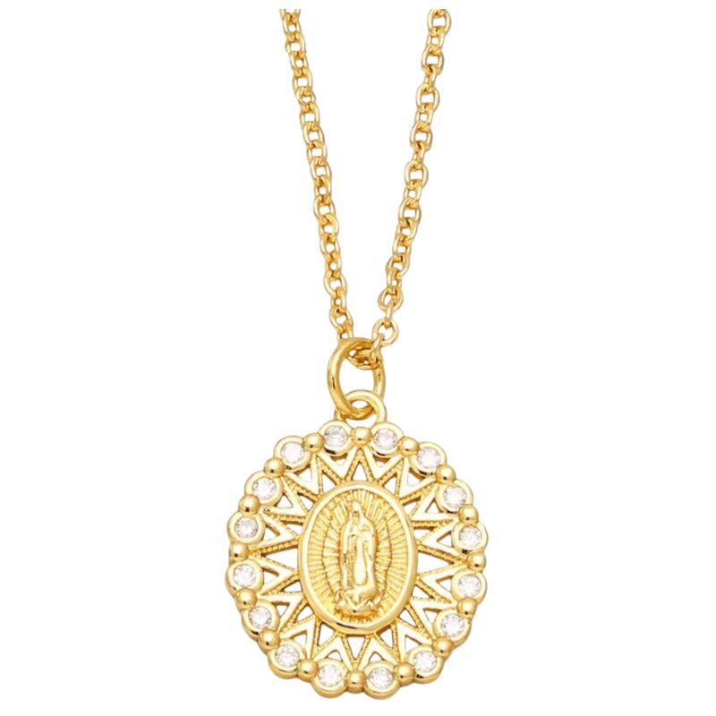 GENERICO - Collar  Virgen Guadalupe  y enchape oro