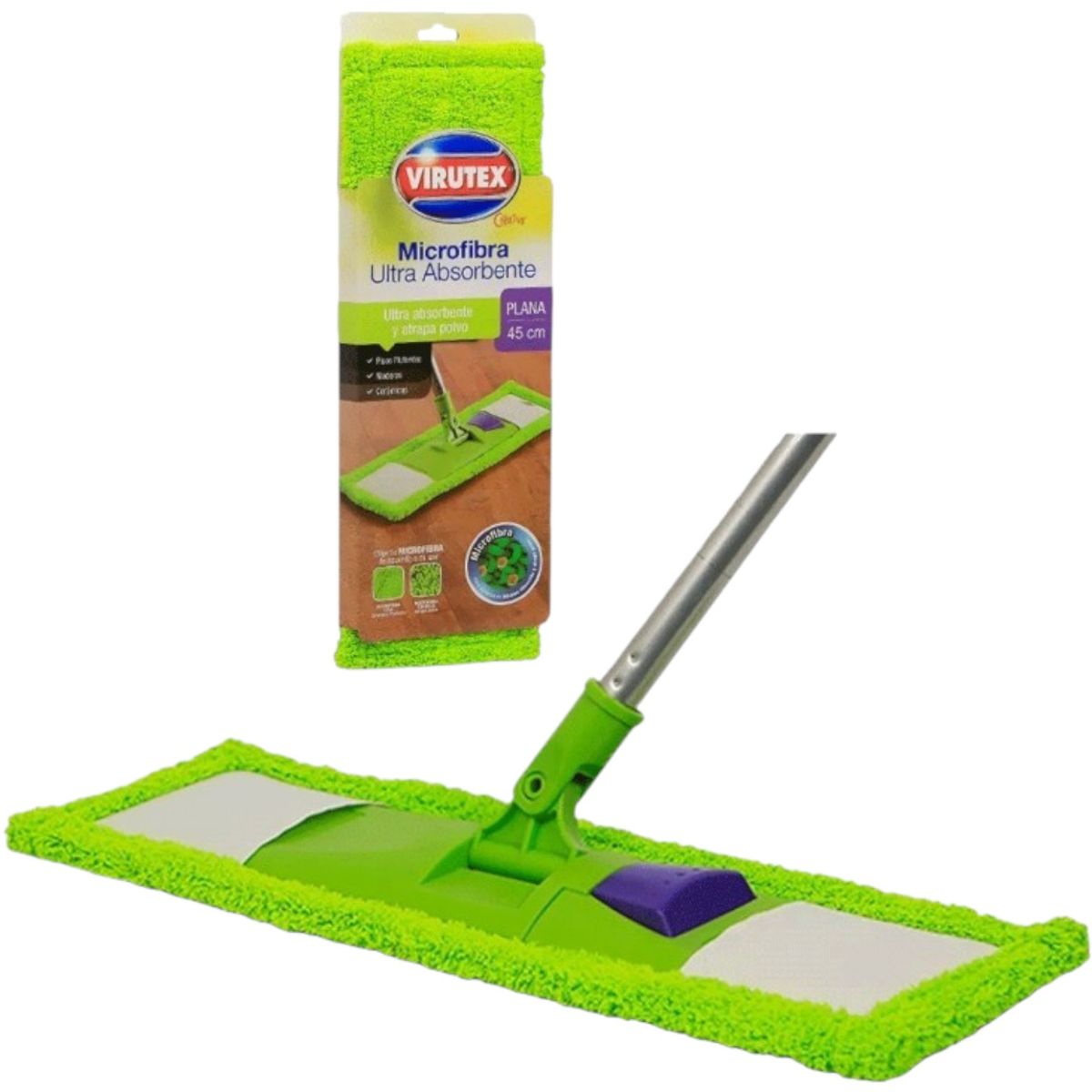 VIRUTEX - Mopa Trapeador Microfibra Lavable Absorbente 45 cm Virutex