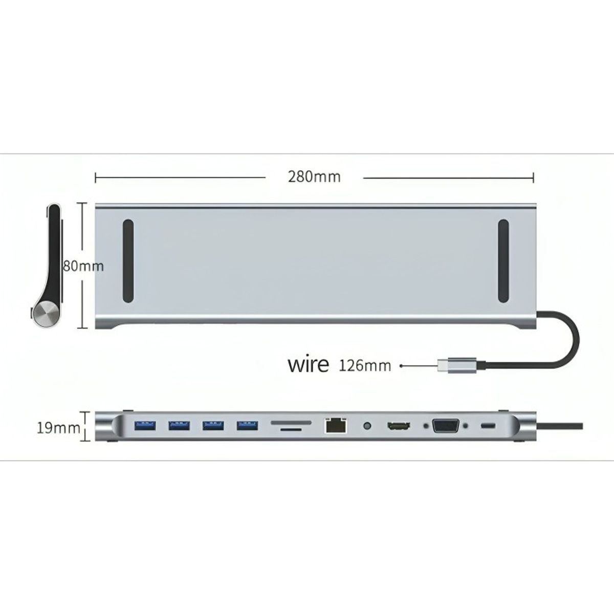 GENERICO - Adaptador Hub 11 En 1 Usb Tipo C Usb-c Hdmi Vga Usb Lan Sd