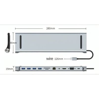 Imagen 2 del producto Adaptador Hub 11 En 1 Usb Tipo C Usb-c Hdmi Vga Usb Lan Sd