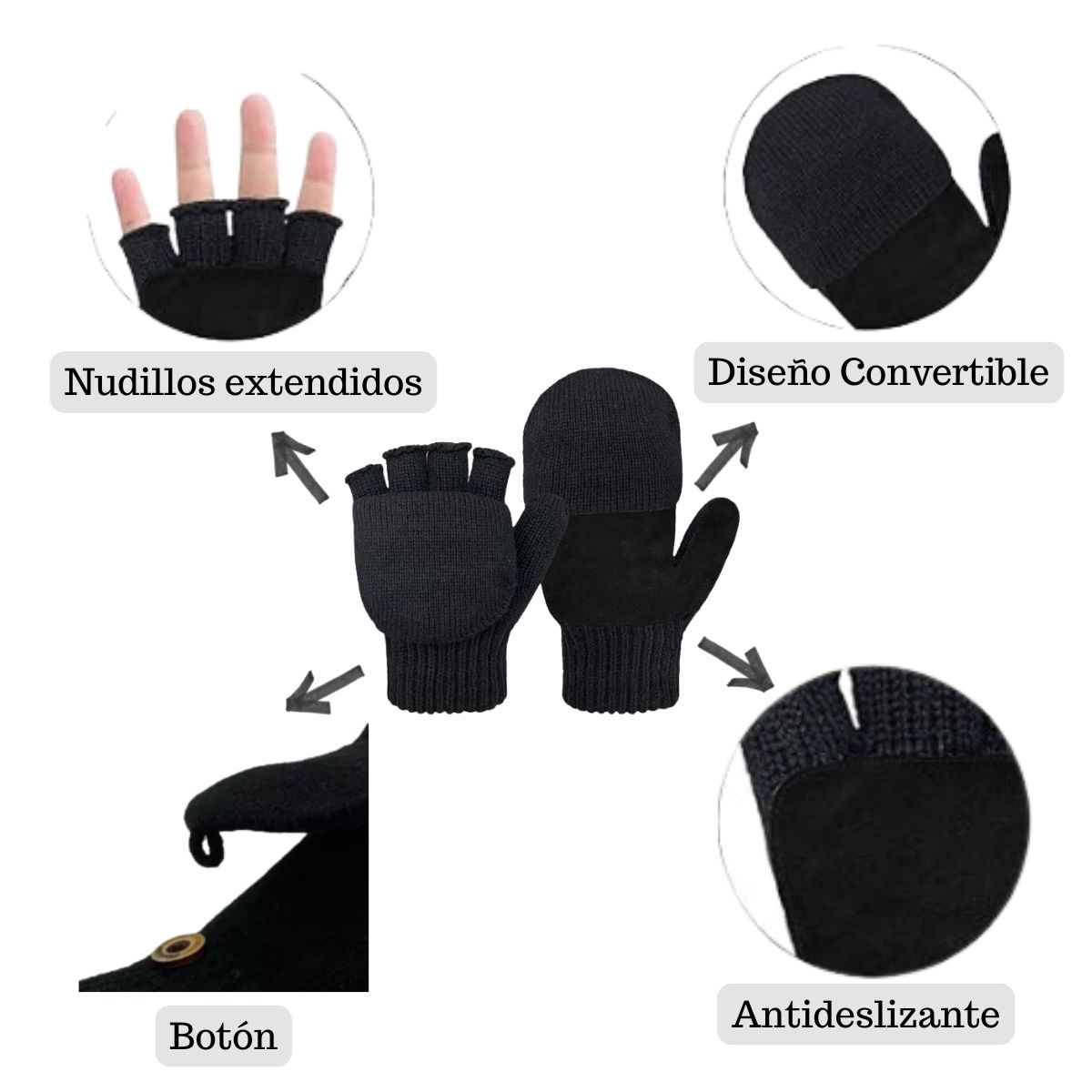 EKOL TACTICA MILITAR - Pack 12 Guantes Térmicos De Invierno Sin Dedos Convertibles