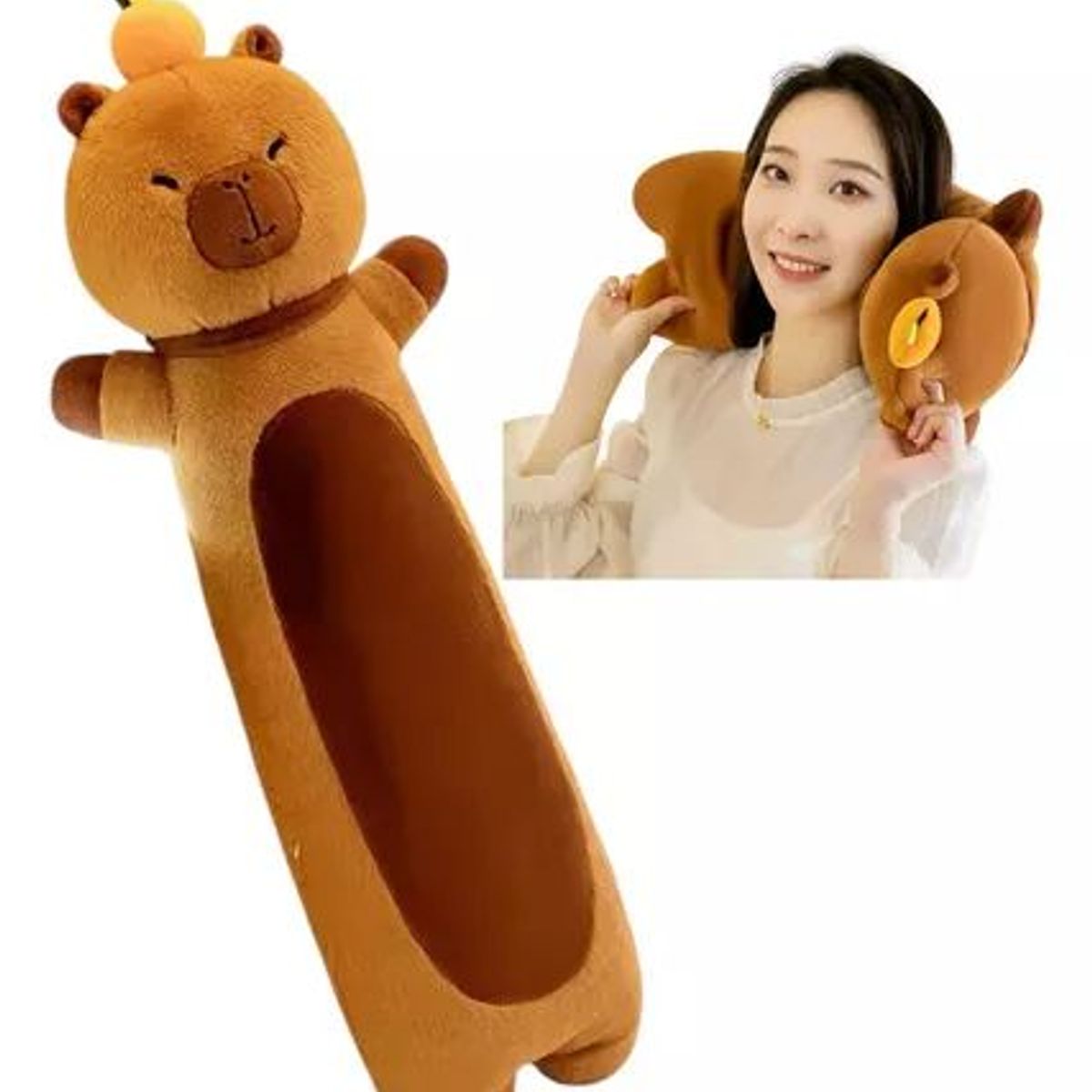 GENERICO - Peluche Almohada Alargado De Capibara Para Niños Y Adultos