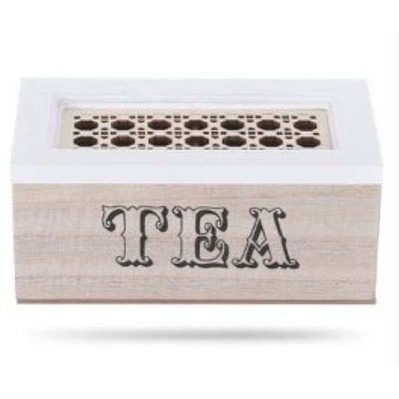 GENERICO - Caja De Té Mediana De Madera 2 Espacios Tea Geometrico