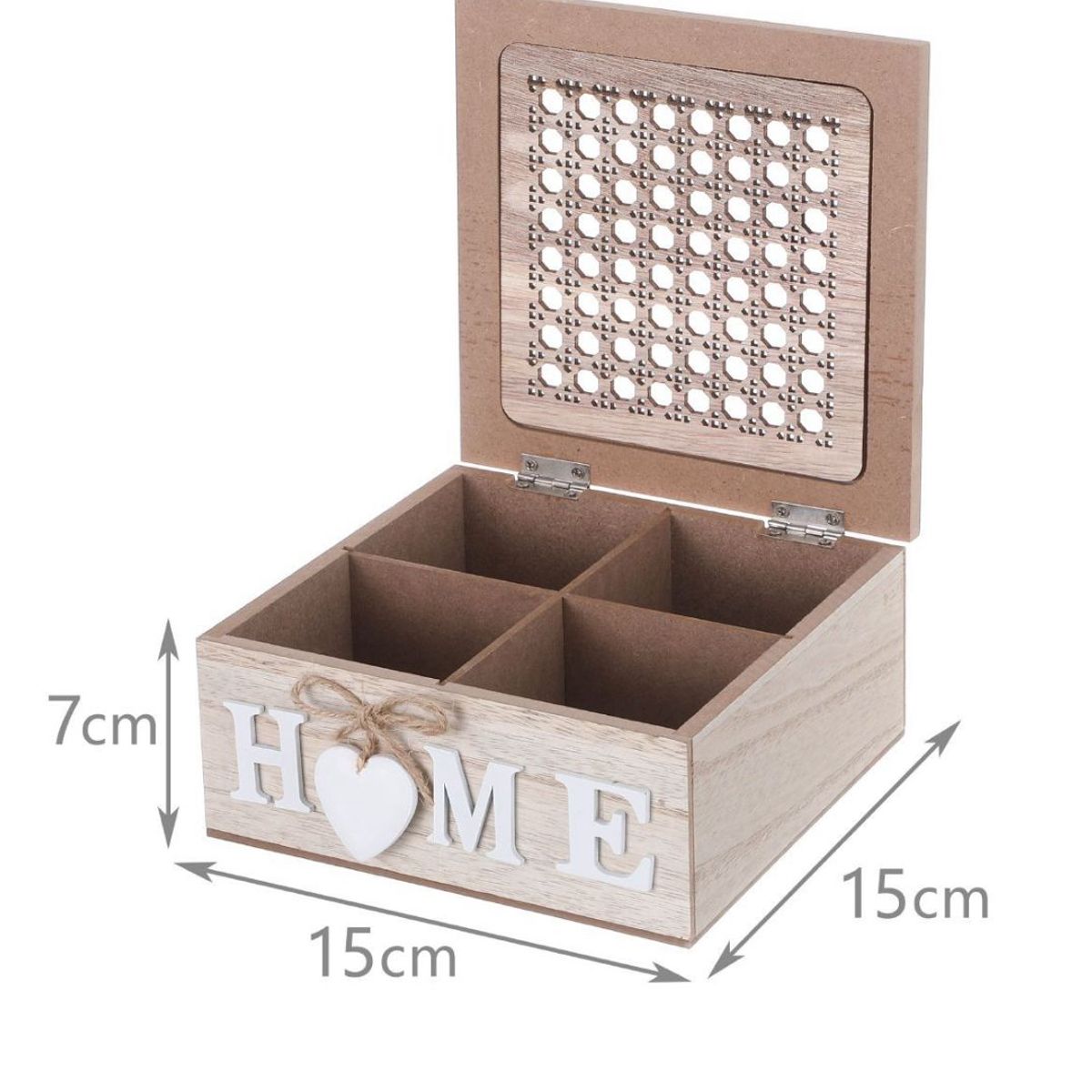 GENERICO - Caja De Té Mediana De Madera 4 Espacios Diseño Home Beige