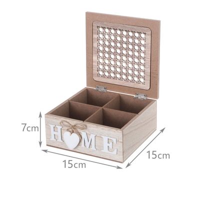 Imagen 2 del producto Caja De Té Mediana De Madera 4 Espacios Diseño Home Beige