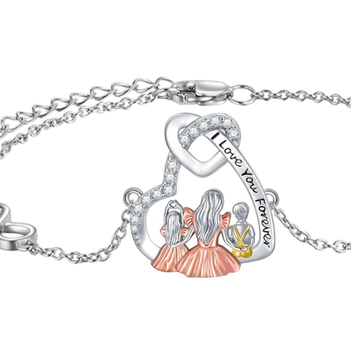 GENERICO - Pulsera mamá dos hijos plata 925 mujer regalo joya
