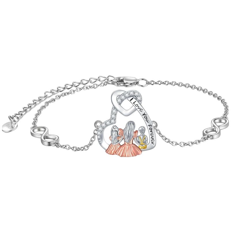 GENERICO - Pulsera mamá dos hijos plata 925 mujer regalo joya