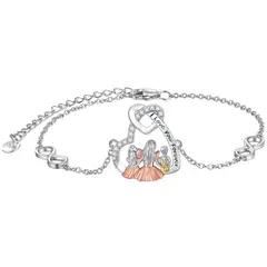 GENERICO - Pulsera mamá dos hijos plata 925 mujer regalo joya