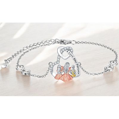 Imagen 2 del producto Pulsera mamá dos hijos plata 925 mujer regalo joya
