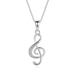 GENERICO - Collar mujer nota musical sol Plata 925 joya mujer