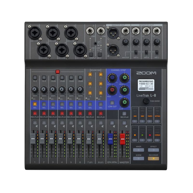 ZOOM - Zoom LiveTrak L-8 Mezclador Digital de 8 Canales y Grabadora Multitrack