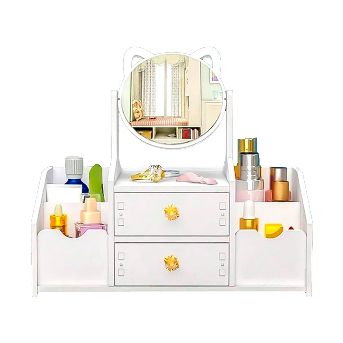 GENERICO - Tocador Multifuncional Organizador De Maquillaje Con Espejo 40X20X14Cm