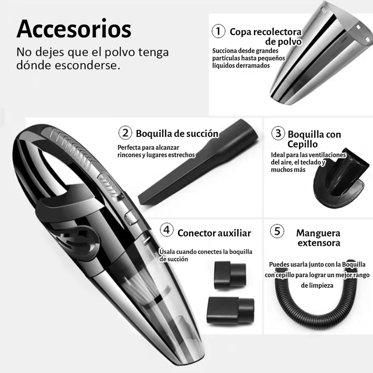 GENERICO - Aspiradora de Mano Inalámbrica para Auto hogar u oficina