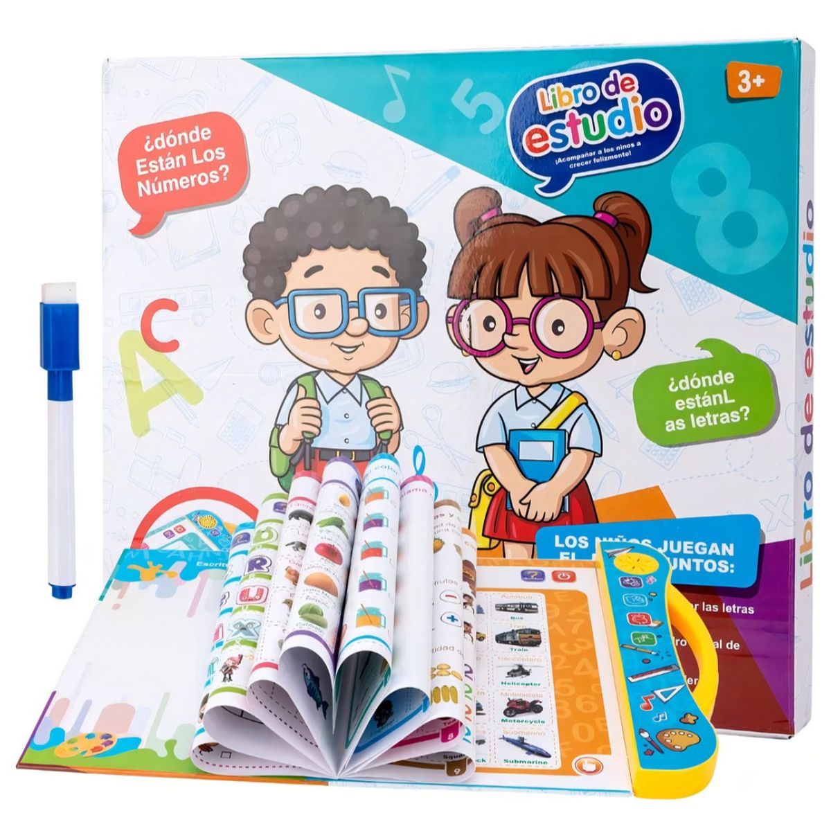 GENERICO - Libro Didáctico Electrónico Tactil Sonido Ingles Español Color Blanco