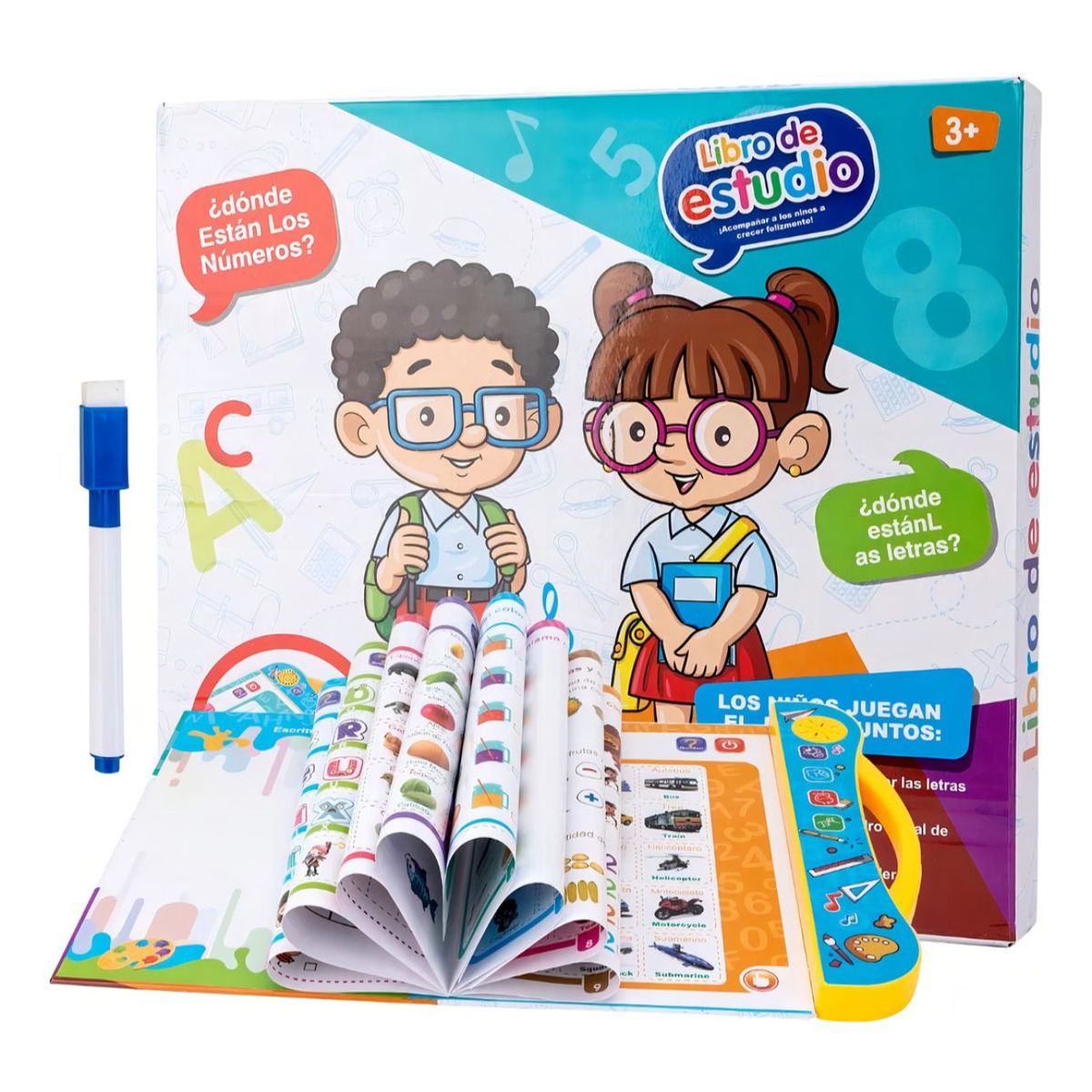 GENERICO - Libro Didáctico Electrónico Tactil Sonido Ingles Español Color Blanco