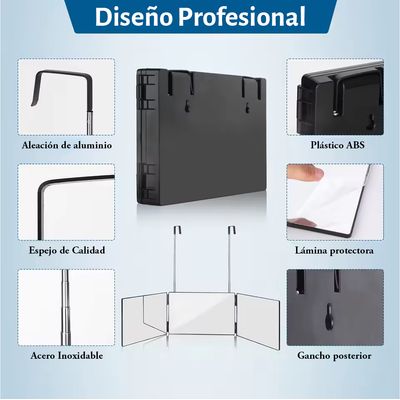 Imagen 2 del producto ESPEJO TRIPLE - TRIFOLD 360° CON GANCHOS AJUSTABLES