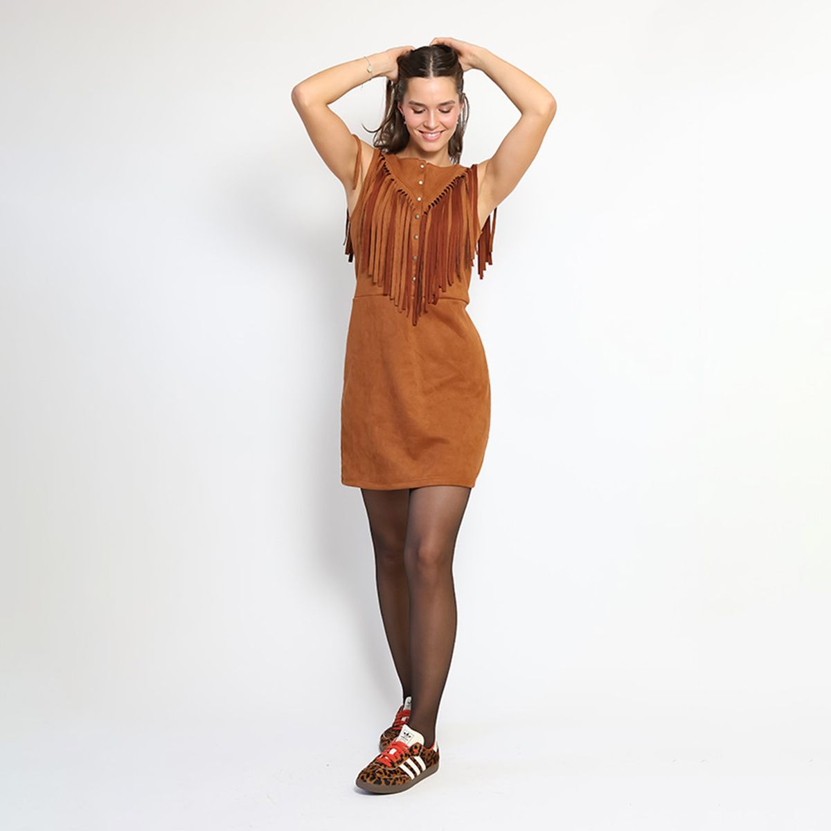 NATALIA SEGUEL - Vestido Flecos Cafe Natalia Seguel