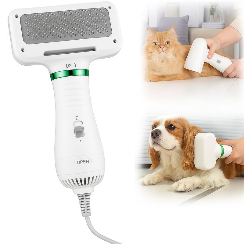 MOVI - Peine Secador 2 en 1 Mascotas Blanco – Cepillo y Secador