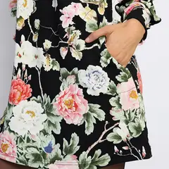 NATALIA SEGUEL - Vestido Isabela Negro Flores Natalia Seguel.-