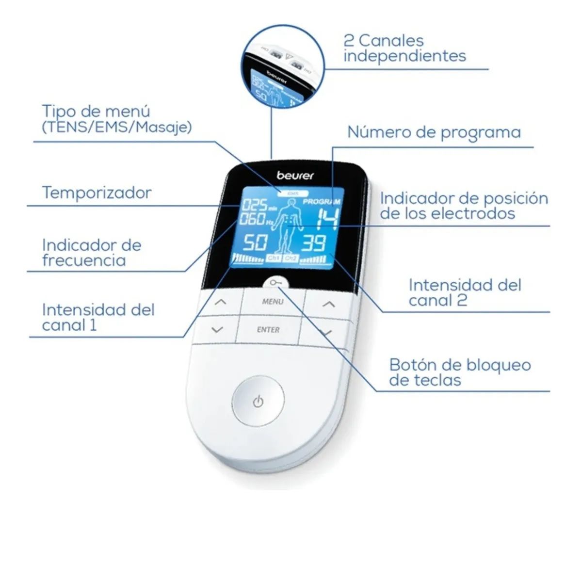 BEURER - Electroestimulador Digital 3en1 Tens/ems/masaje Beurer Em 49