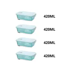 ALLEGRA - Set 4 hermeticos vidrio rectangular 420ml