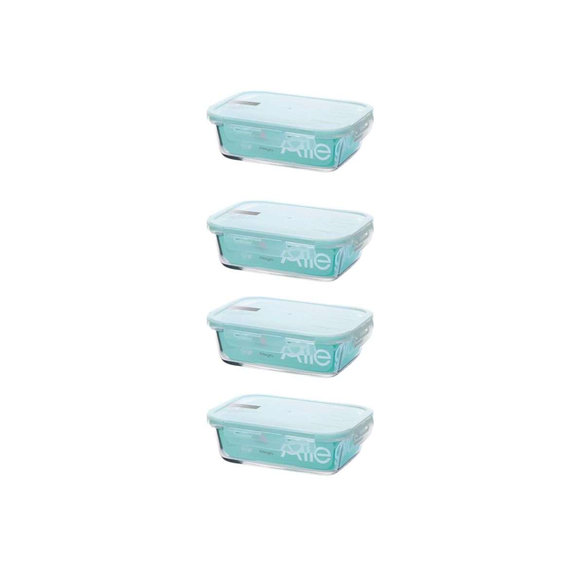 ALLEGRA - Set 4 hermeticos vidrio rectangular 420ml Allegra