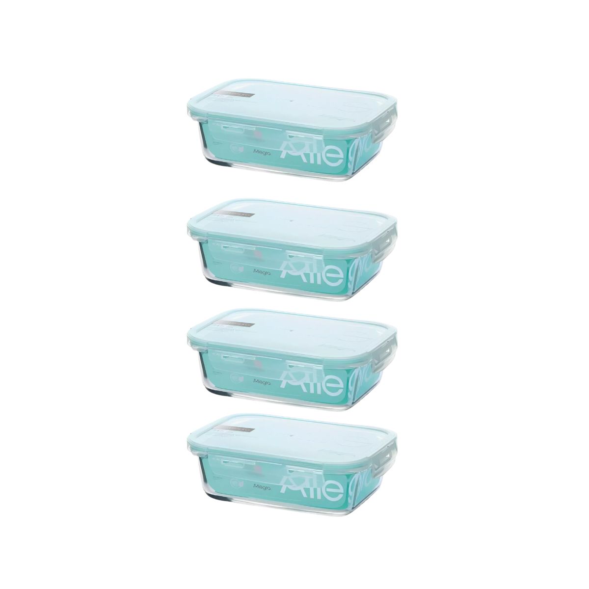 ALLEGRA - Set 4 hermeticos vidrio rectangular 600ml Allegra