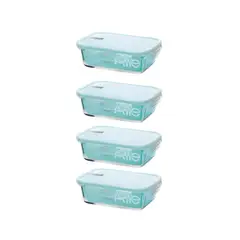 ALLEGRA - Set 4 hermeticos vidrio rectangular 600ml