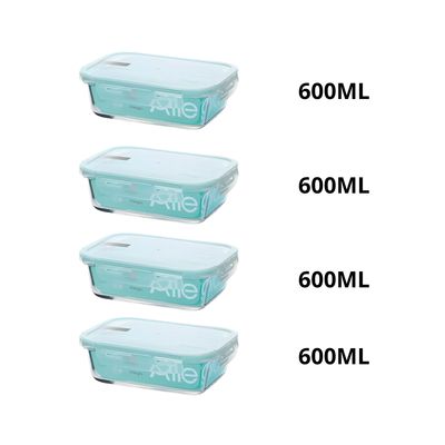 Imagen 2 del producto Set 4 hermeticos vidrio rectangular 600ml