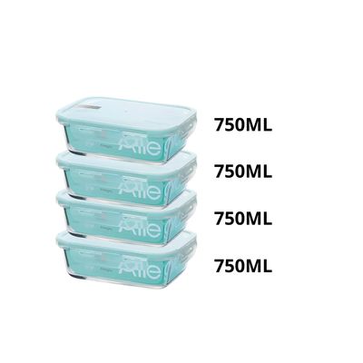 Imagen 2 del producto Set 4 hermeticos vidrio rectangular 750ml