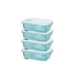 ALLEGRA - Set 4 hermeticos vidrio rectangular 1000ml