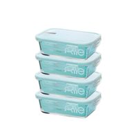 Set 4 hermeticos vidrio rectangular 1500ml