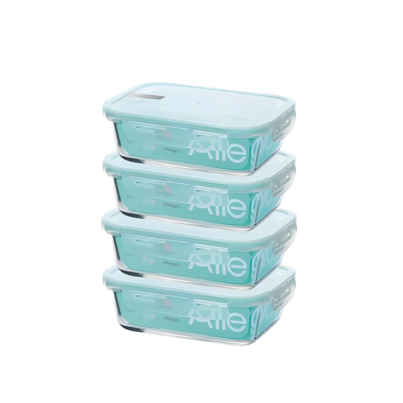 ALLEGRA - Set 4 hermeticos vidrio rectangular 1500ml Allegra