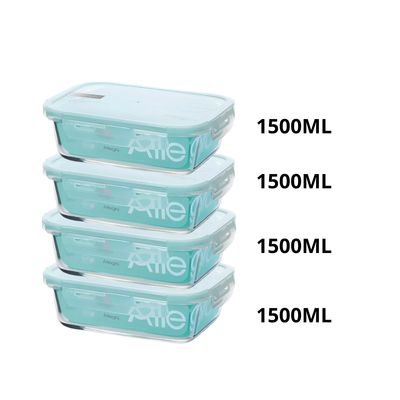 Imagen 2 del producto Set 4 hermeticos vidrio rectangular 1500ml