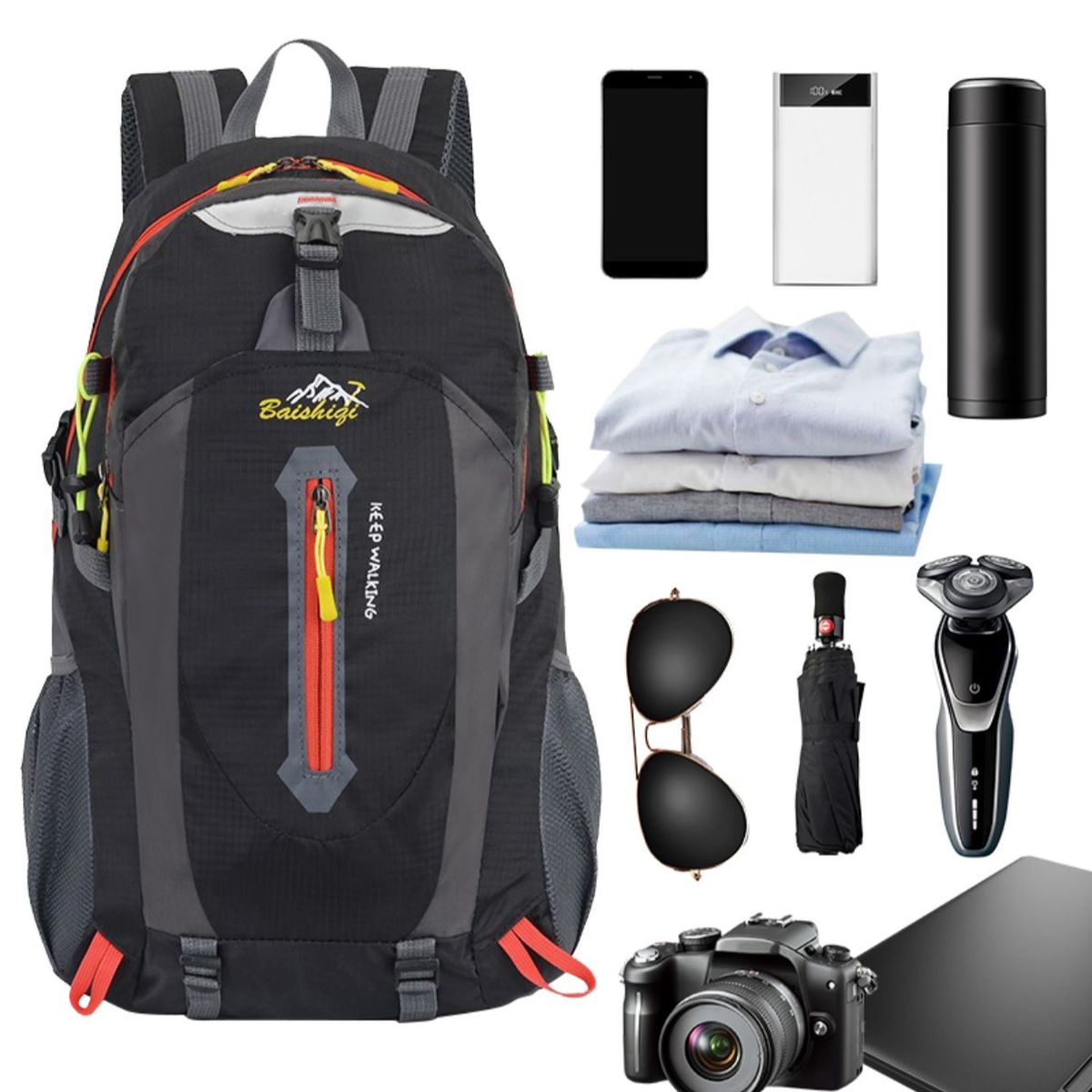 GENERICO - Mochila Negra Tracking Deporte 35 Litros Impermeable