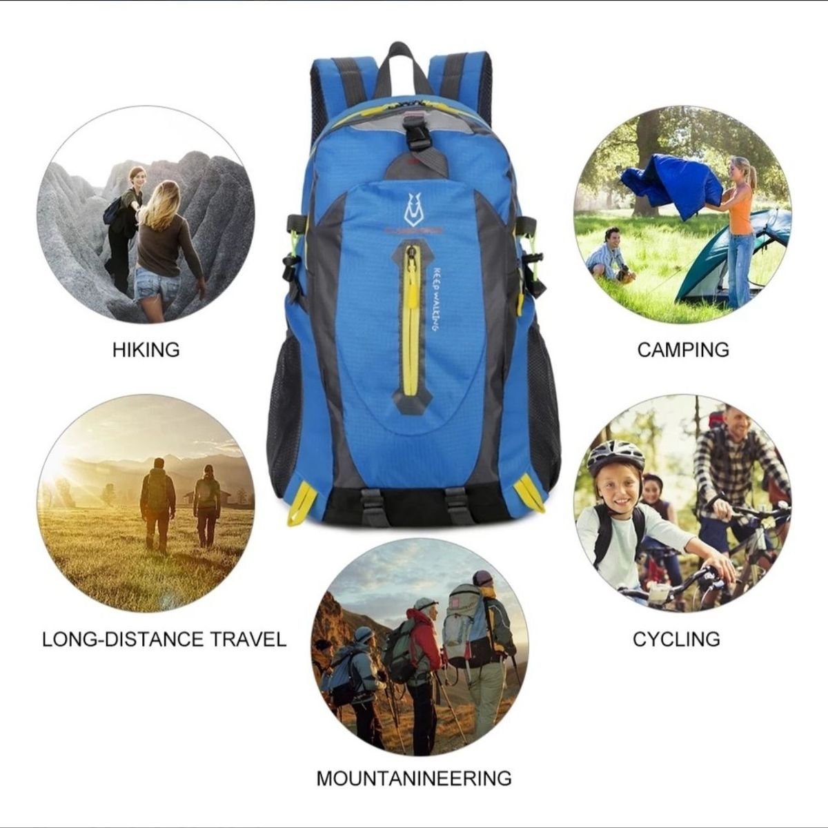 GENERICO - Mochila Celeste Tracking Deporte 35 Litros Impermeable