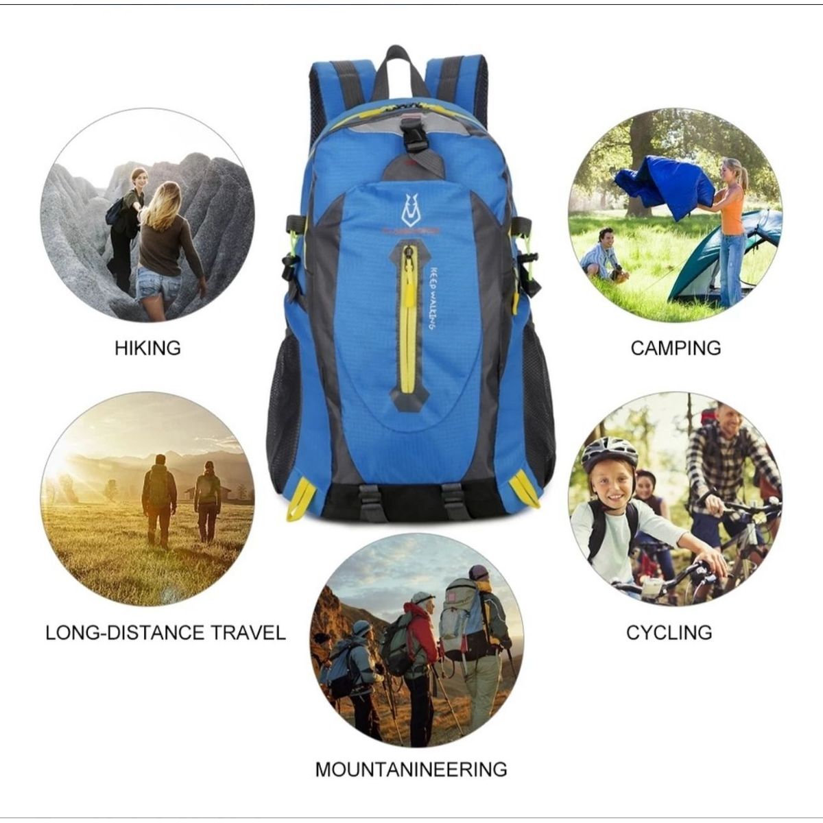 GENERICO - Mochila Celeste Tracking Deporte 35 Litros Impermeable