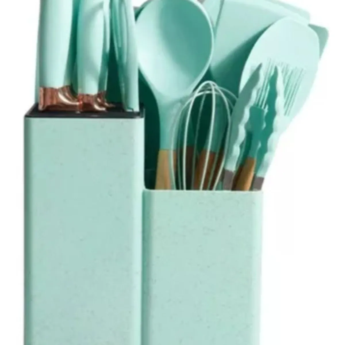 GENERICO - Set 19 Juegos Utensilios De Cocina De Silicona Con Soporte Verde