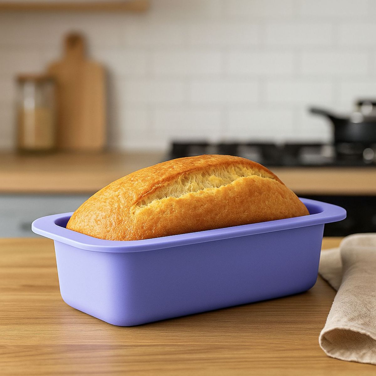GENERICO - Molde De Silicona Queque Rectangular Lila Para Hornear Pan